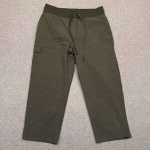 Eddie Bauer Capri Hiking Pants Womens Medium Green Mid-Rise Drawstring 22"